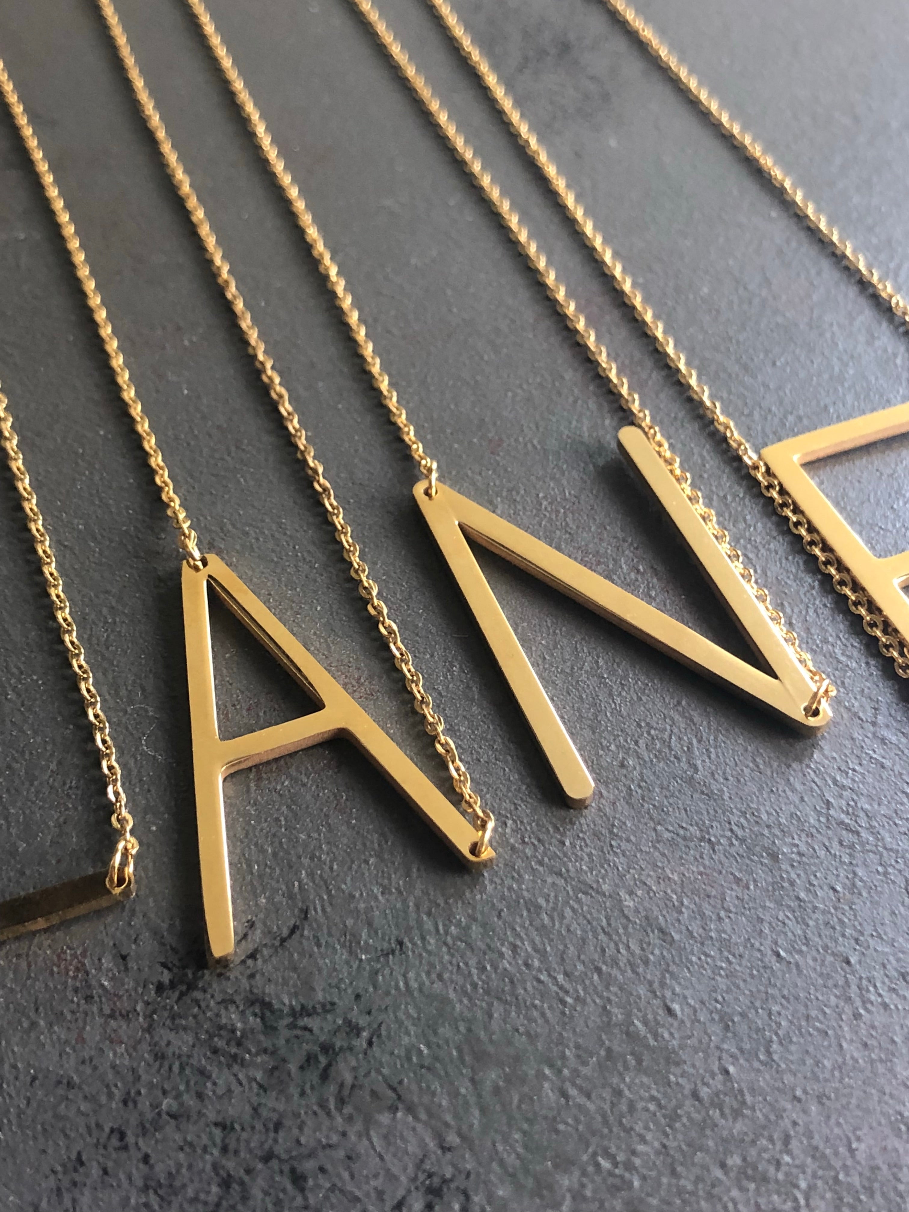 Large Letter / Initial Necklace in Gold | Necklace | Wiccan Center