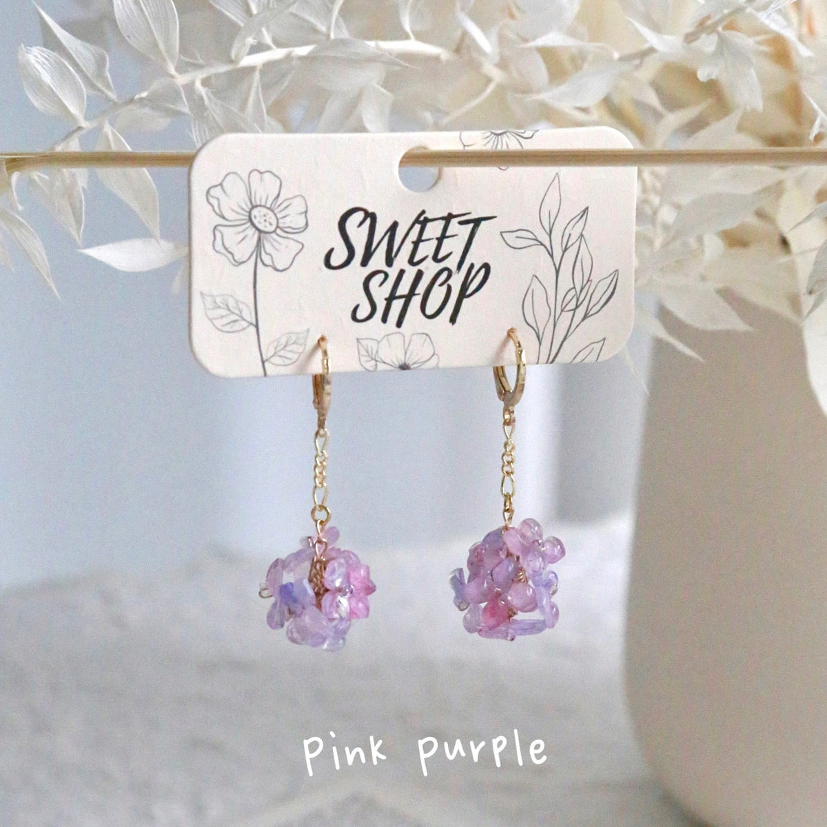 SALE - Hydrangea Hoop Earrings