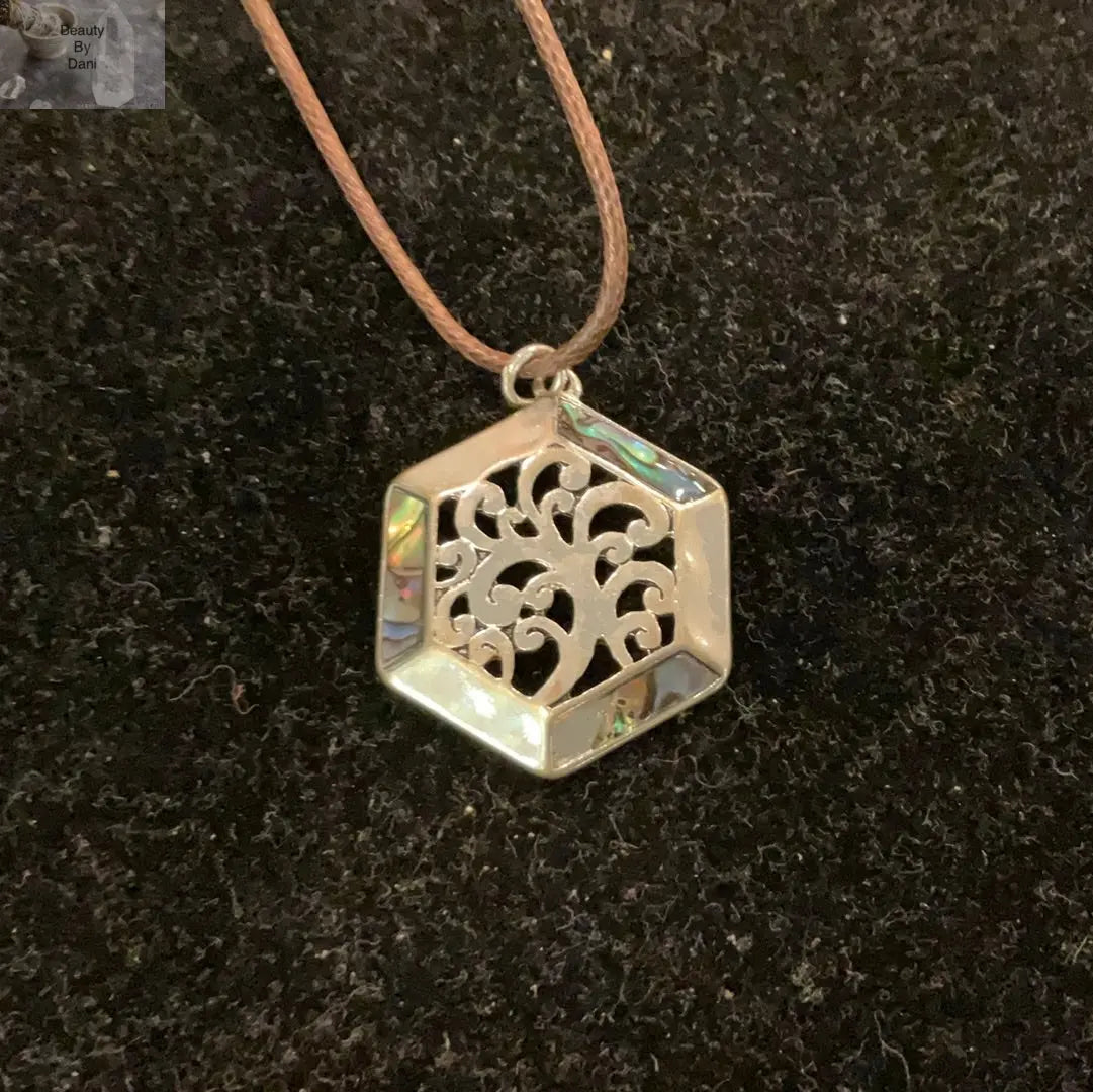Abalone Geometric Pendant Necklace