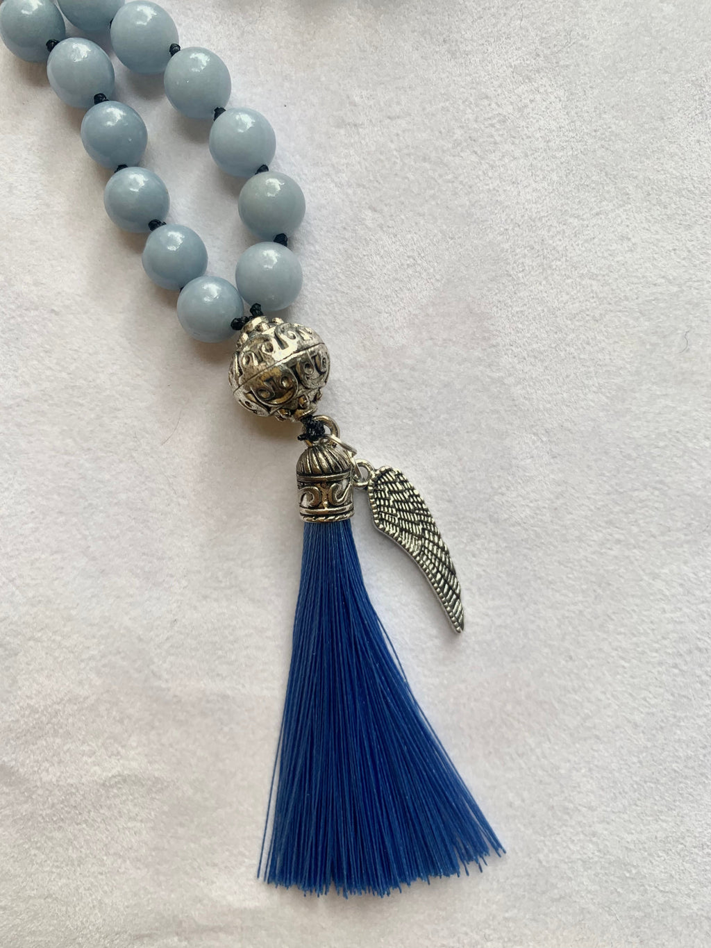 Astarte Mala - Talking to Angels - Angelite and Black Labradorite | | Wiccan Center