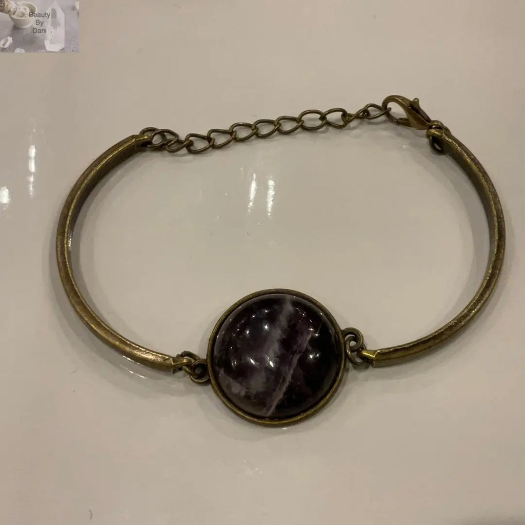 Amethyst Bracelet with Stainless Steel Setting