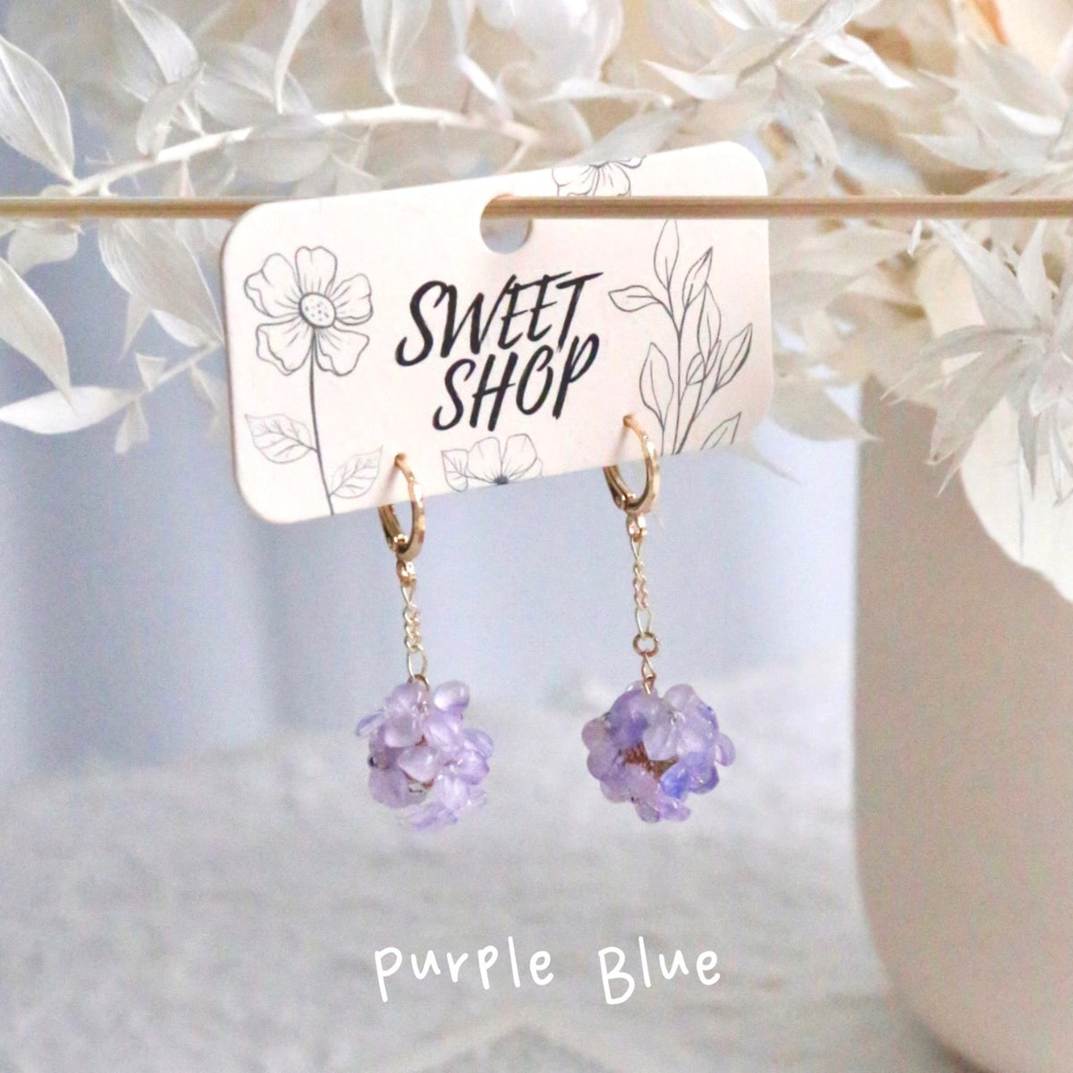 SALE - Hydrangea Hoop Earrings