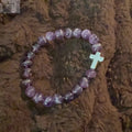 Amethyst Cross Bracelet - 8mm Beads