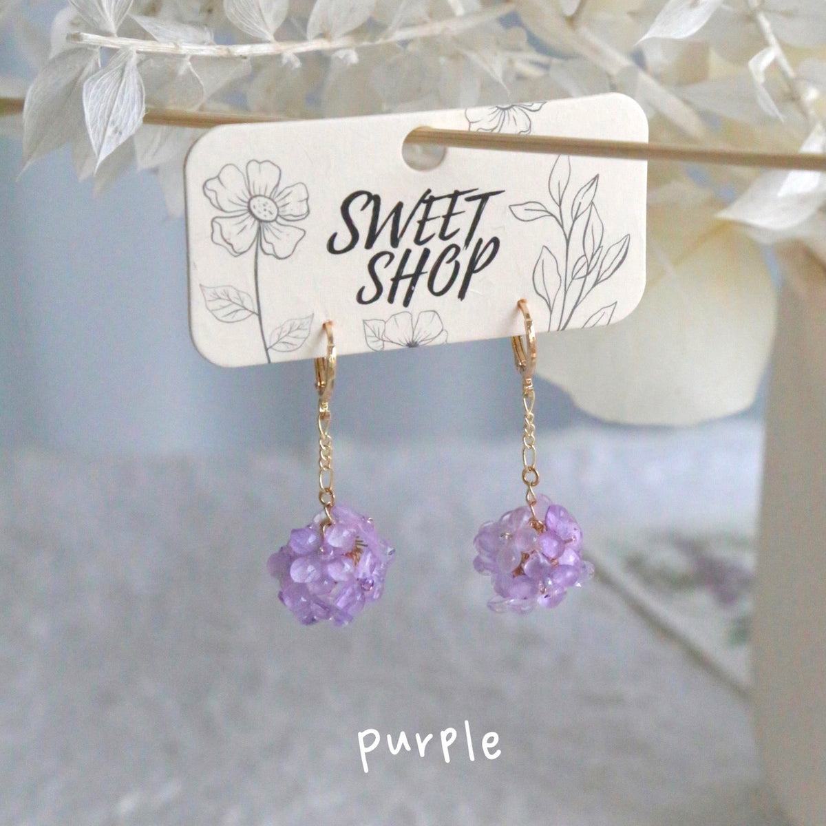 SALE - Hydrangea Hoop Earrings