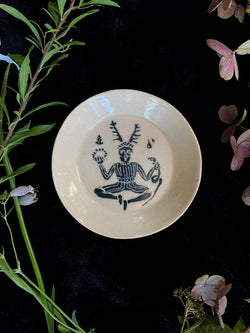 Green Sgraffito Cernnunos Ceramic Offering Plates | Home and Hearth | Wiccan Center