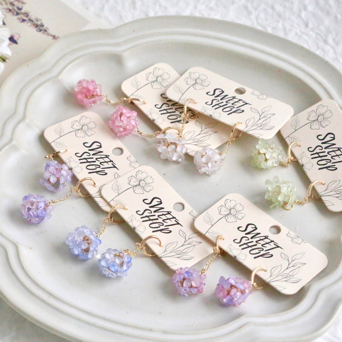 SALE - Hydrangea Hoop Earrings