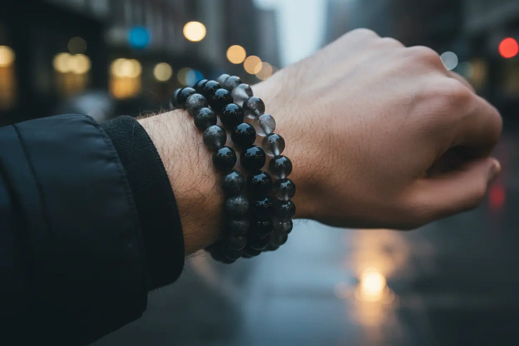 Black Obsidian Round Bead Bracelet - Strong Protection | Bracelets | Wiccan Center