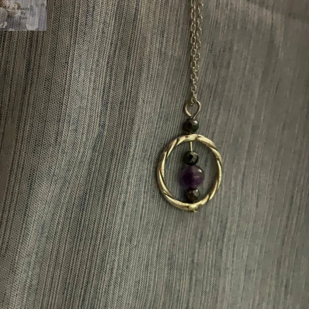 Amethyst Healing Necklace with Stainless Steel Pendant