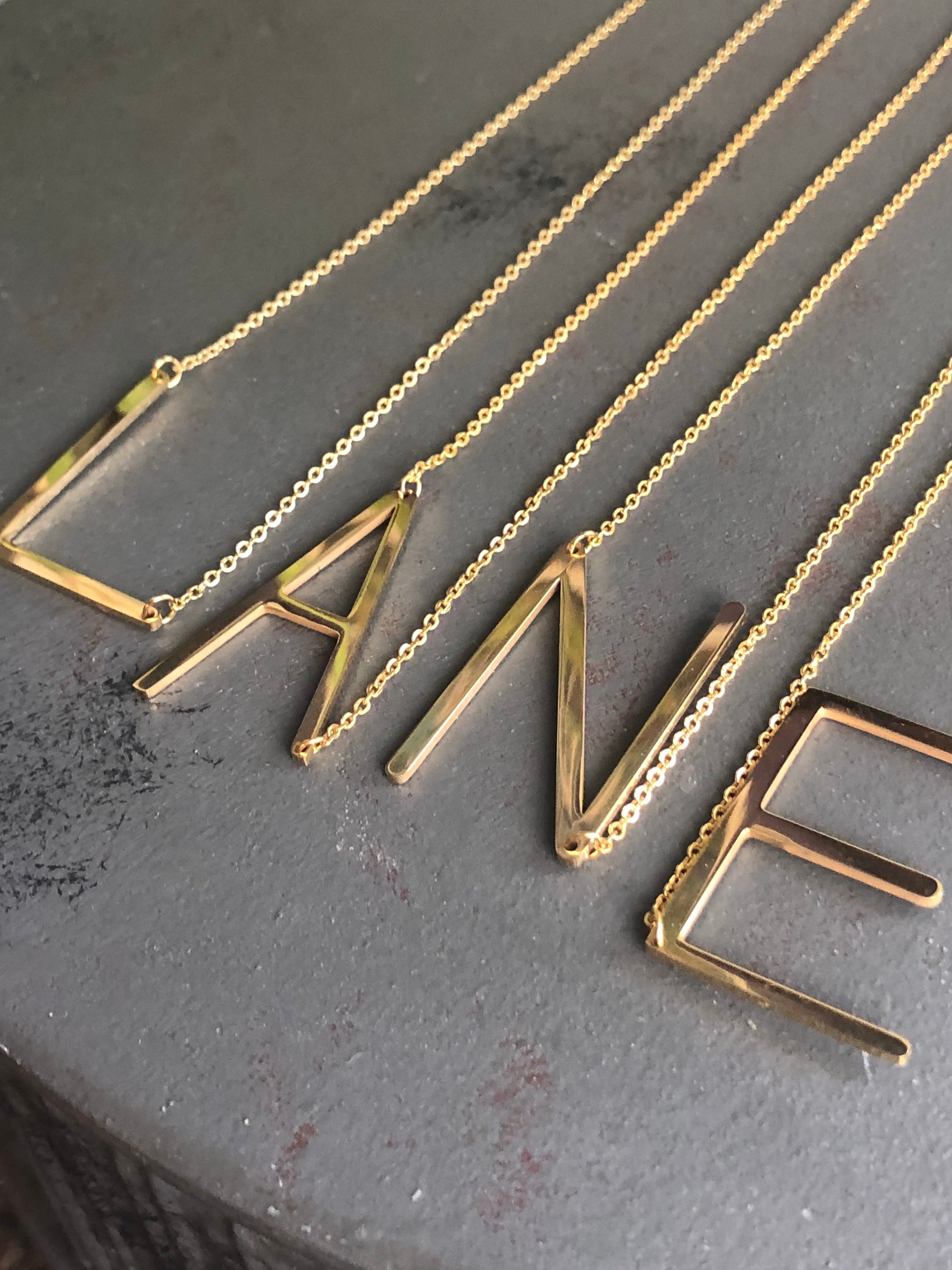 Large Letter / Initial Necklace in Gold | Necklace | Wiccan Center