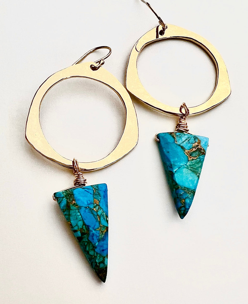 Turquoise Triangle Hoop Earrings
