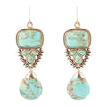 Imara Blue Turquoise and Golden Statement Earrings | Earrings | Wiccan Center