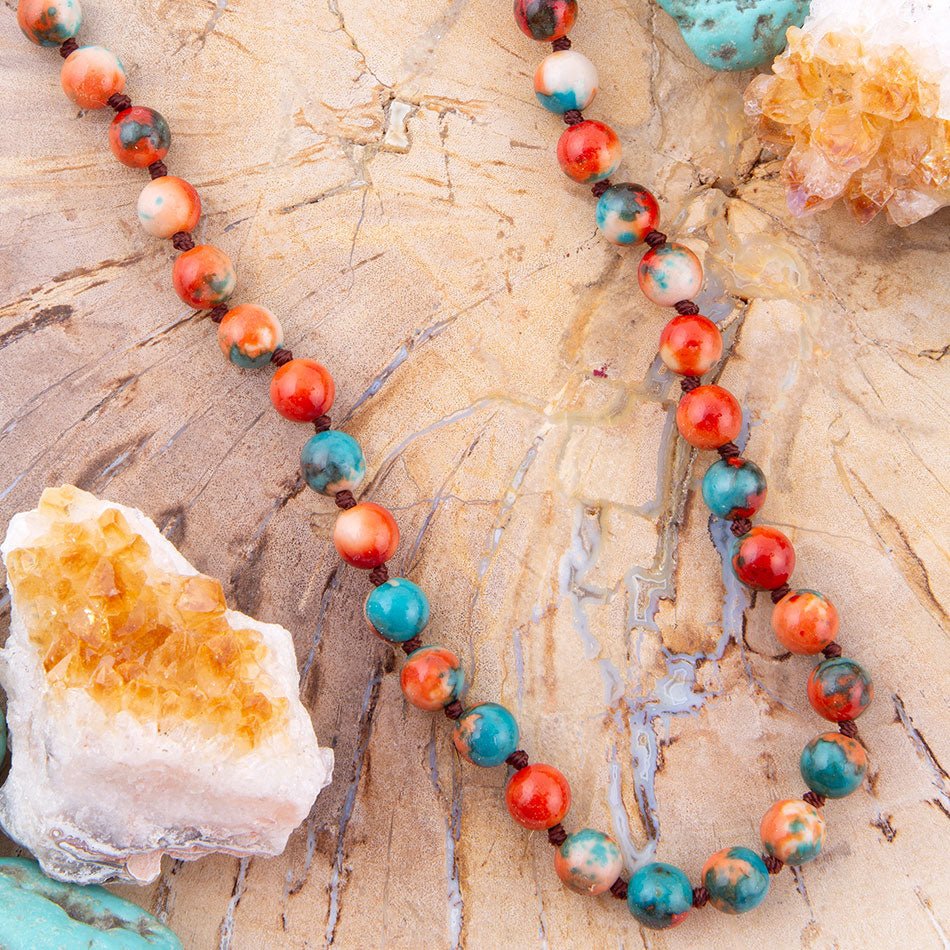 Immeasurable Multicolor Ocean Jade Golden Wrap Necklace | Necklaces | Wiccan Center