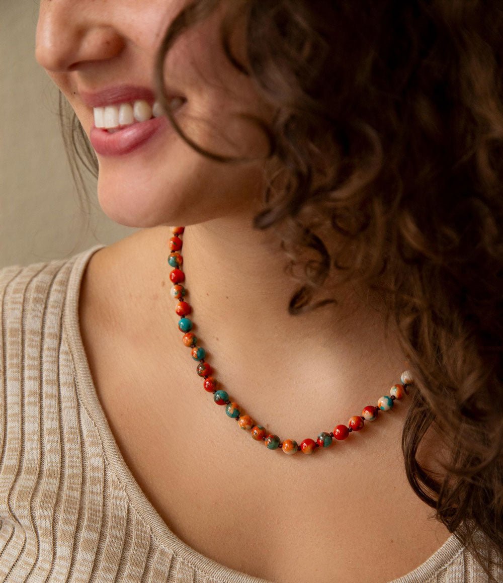 Immeasurable Multicolor Ocean Jade Golden Wrap Necklace | Necklaces | Wiccan Center
