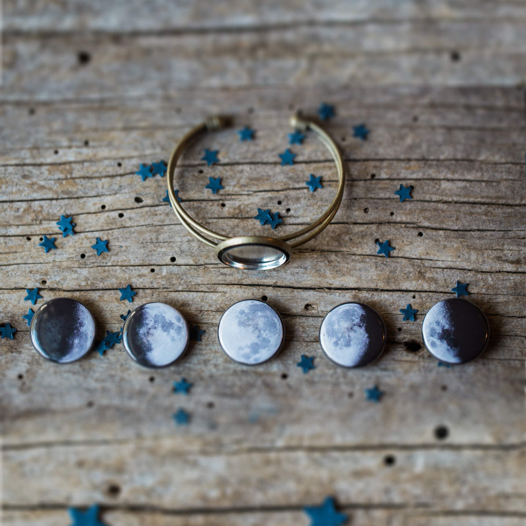 Interchangeable Moon Phase Cuff Bracelet | Bracelet | Wiccan Center