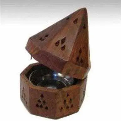 Incense Burner - Wooden Temple Cone / Charcoal 5.5"H | Incense Burners | Wiccan Center
