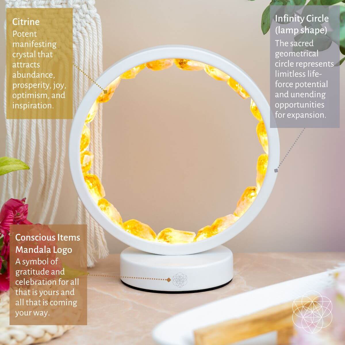 Infinite Abundance: Citrine Lamp of Manifestation | Night Light | Wiccan Center