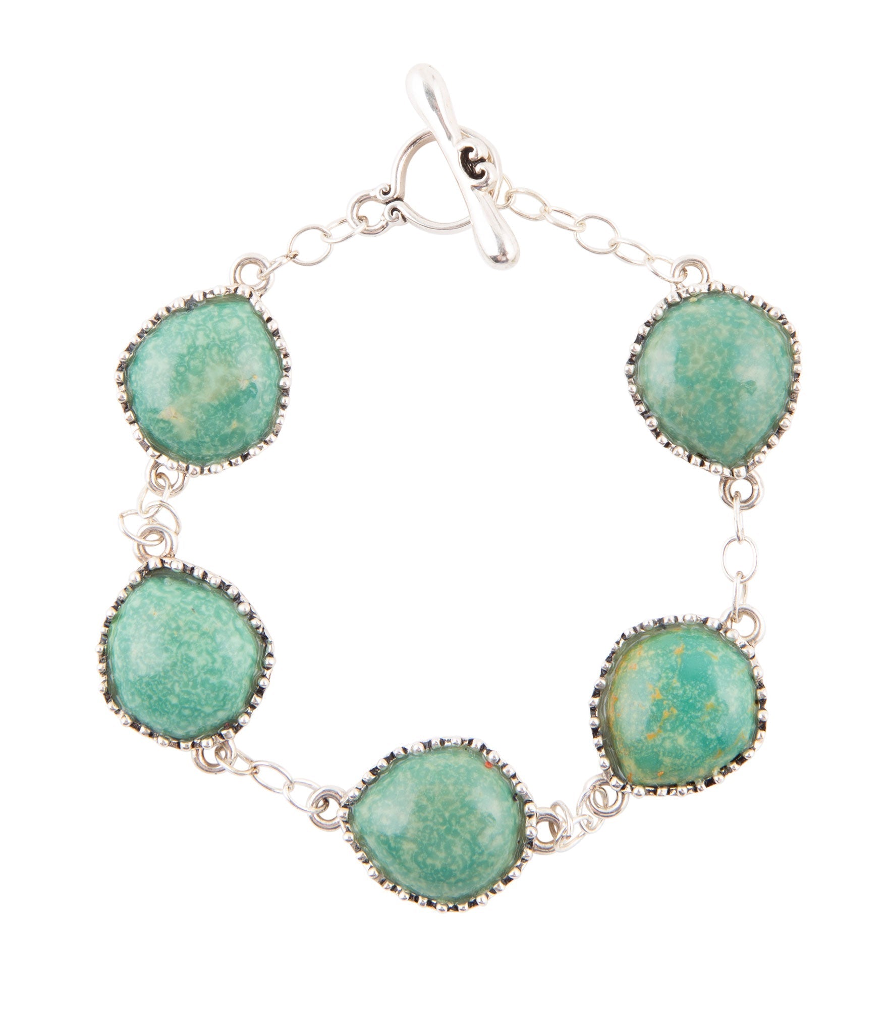 Intricate Green Turquoise and Sterling Silver Toggle Bracelet | Bracelets | Wiccan Center