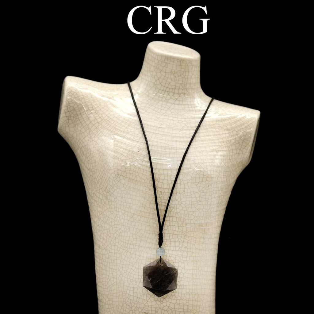 Iolite Faceted Hexagon Pendant with Black Cord (4 Pieces) Size 1 Inch