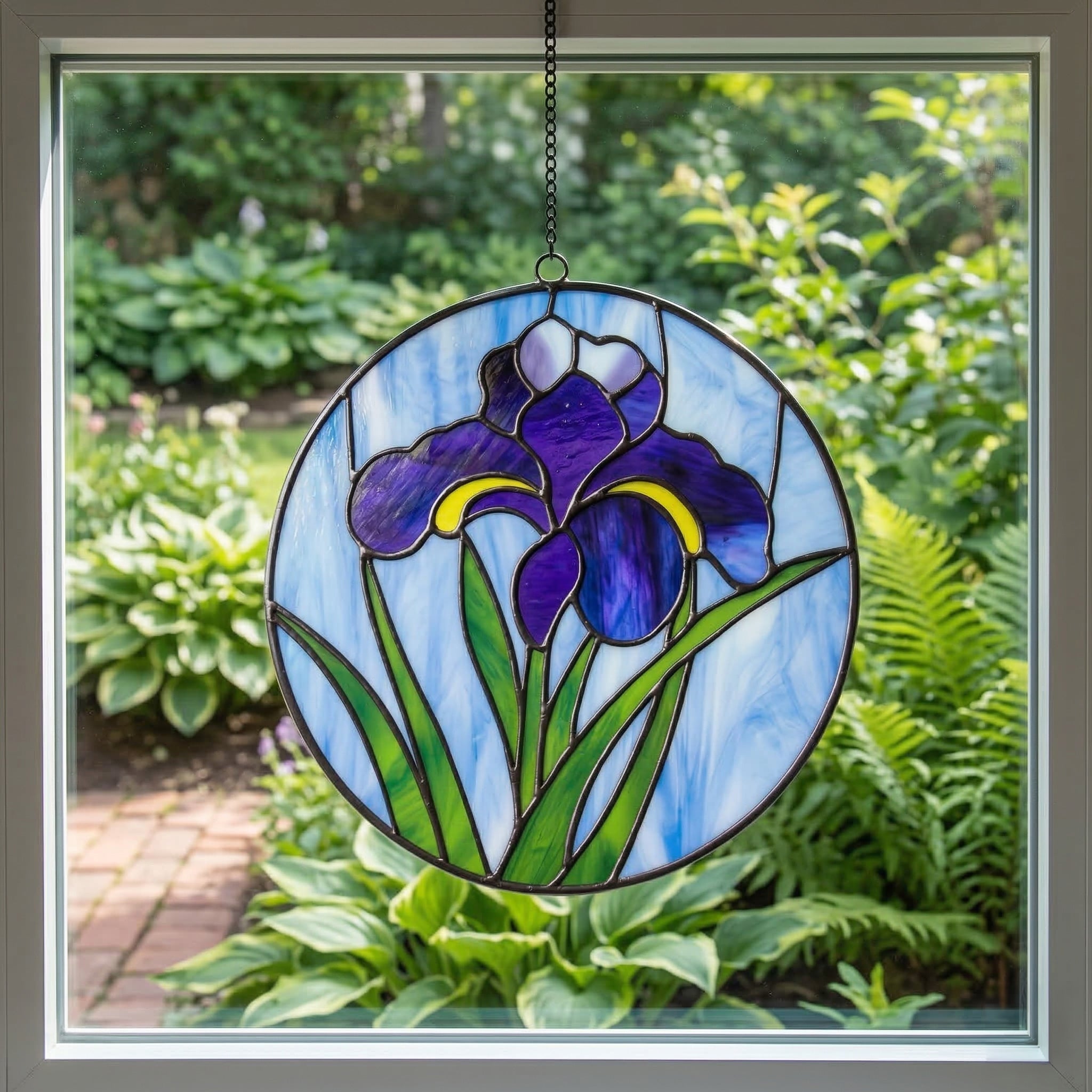 Iris Round Stained Glass Flower Pattern | Crafting Patterns & Molds | Wiccan Center