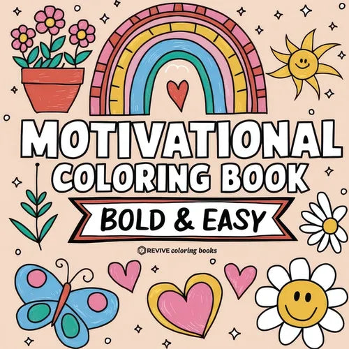 Bold & Easy Motivational Coloring Book: Inspirational Designs for Stress Relief Coloring for Adults and Teens - Paperback | Books | Wiccan Center