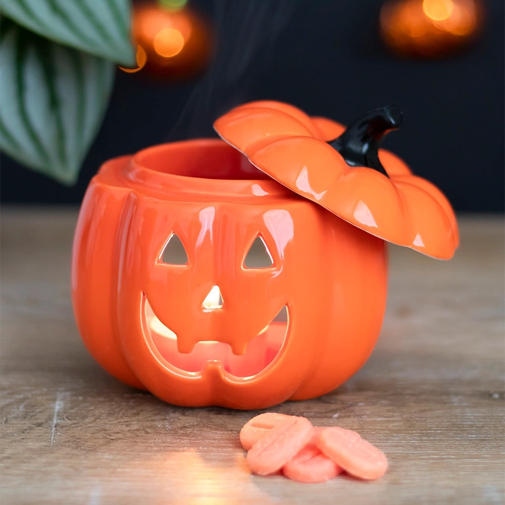 Orange Halloween Jack-O-Lantern Oil Burner | Wax Melt Warmer | Wiccan Center