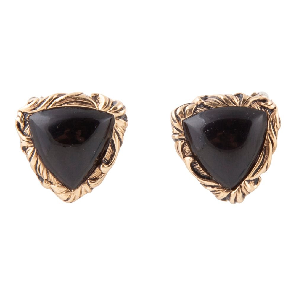 Jacquard Black Onyx Golden Earrings | Earrings | Wiccan Center