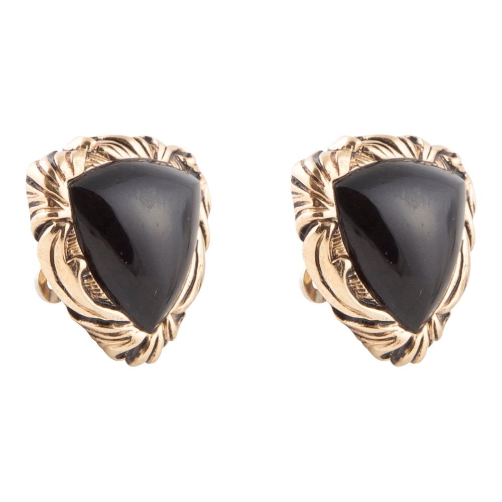 Jacquard Black Onyx Golden Earrings | Earrings | Wiccan Center