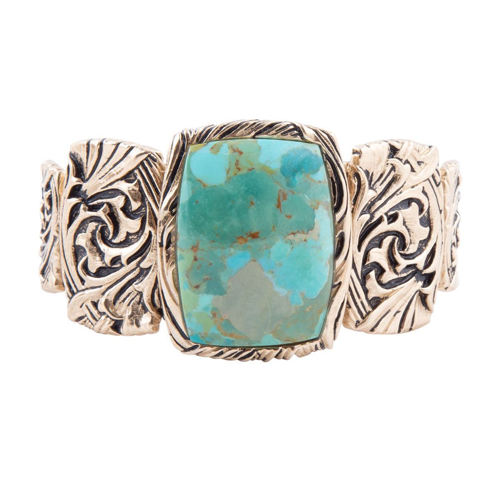 Jacquard Blue Turquoise Solid Golden Cuff Bracelet | Bracelets | Wiccan Center