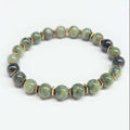 Jade with Gold Spacer Round Bead Bracelet 8mm - Serene Abundance
