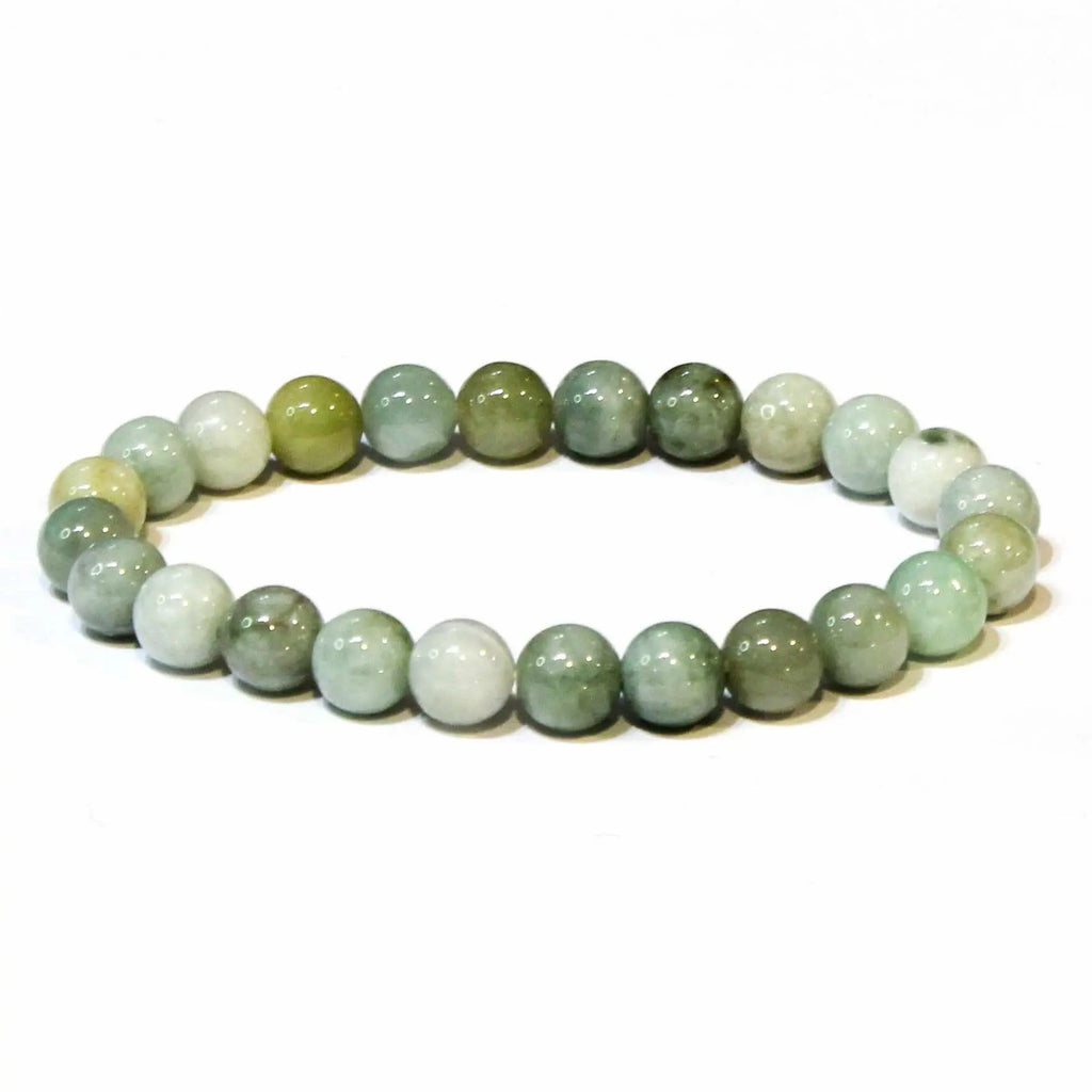 Jadeite Jade Round Bead Bracelet 8mm - Lucky Prosperity | Bracelets | Wiccan Center