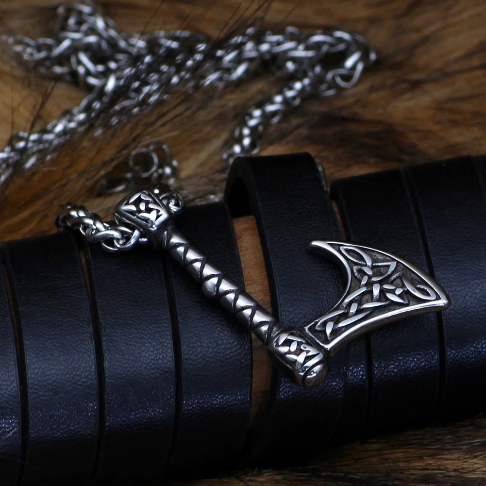 Vikings Axe Celtic Knot Stainless Steel Necklace | Jewelry | Wiccan Center