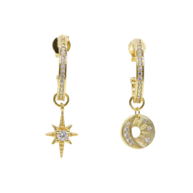 Star & Moon Charm Earrings