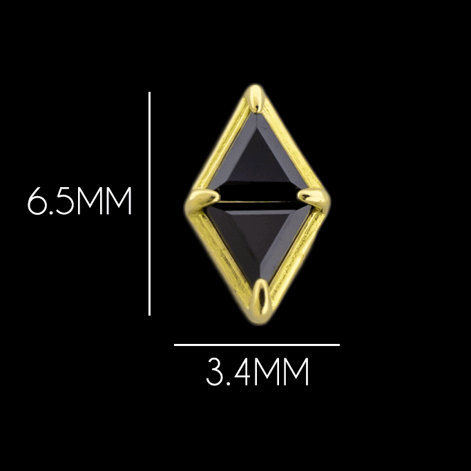 Devon 18kt Gold Threadless Triangle Gem Earrings | Body Jewelry | Wiccan Center