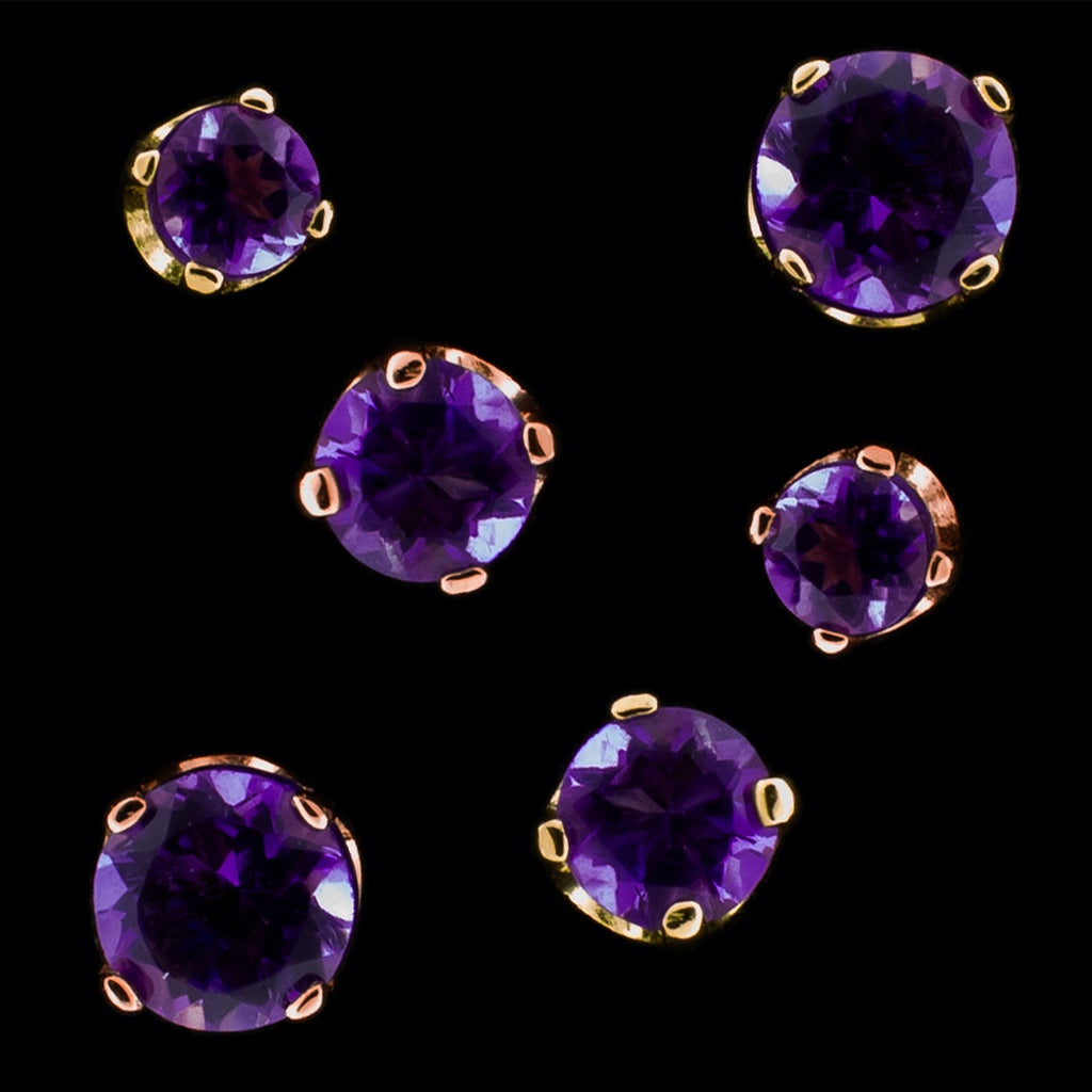 Zarela- 14Kt Gold Threadless Genuine Dark Amethyst Ends | Body Jewelry | Wiccan Center