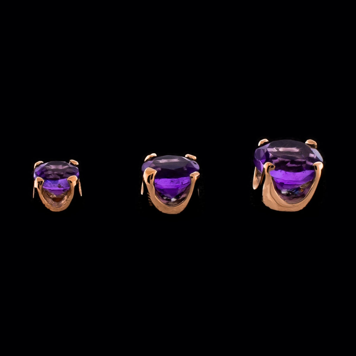 Zarela- 14Kt Gold Threadless Genuine Dark Amethyst Ends | Body Jewelry | Wiccan Center