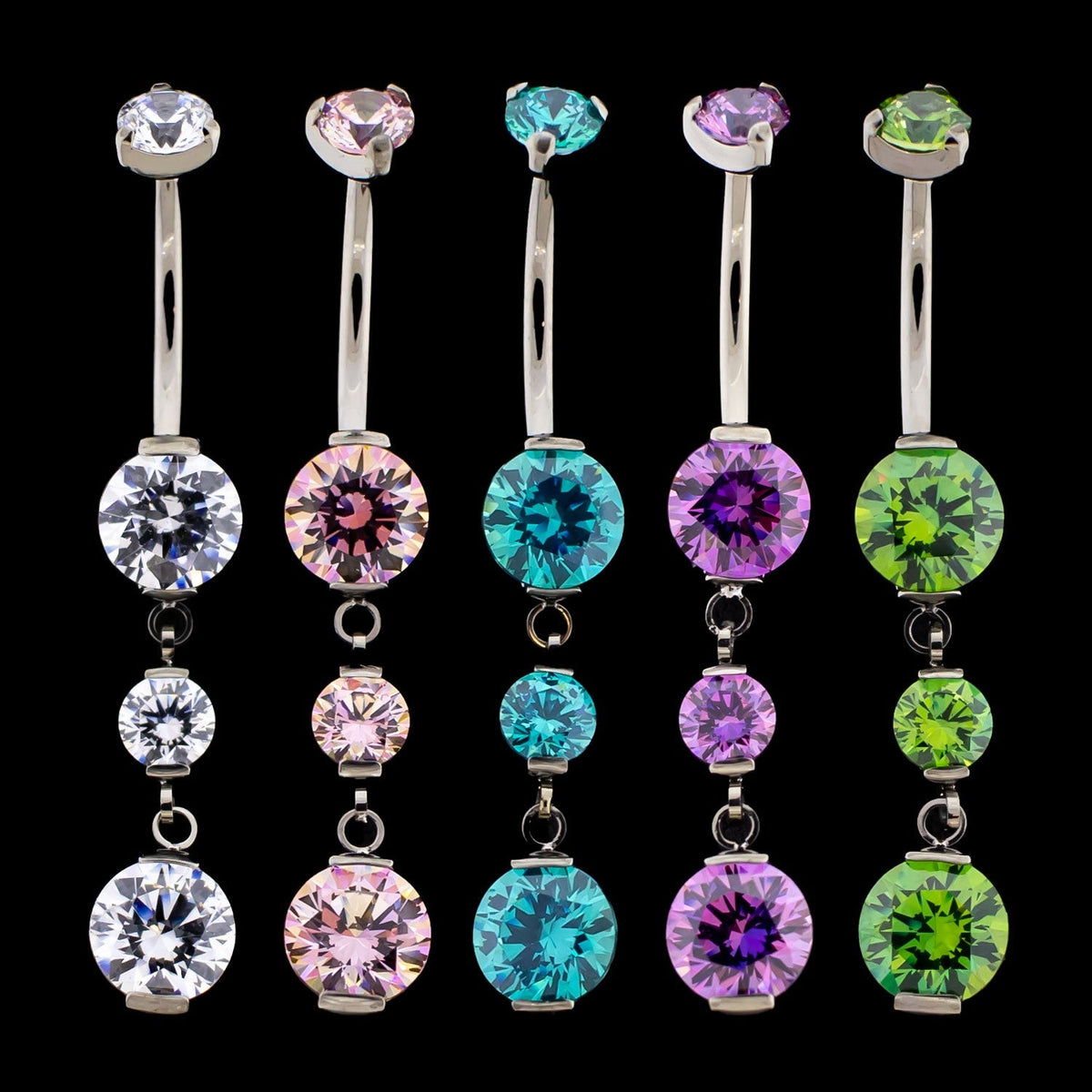 Premium Zirconia Dangling Navel Ring | Internally Threaded Navel Rings | Wiccan Center