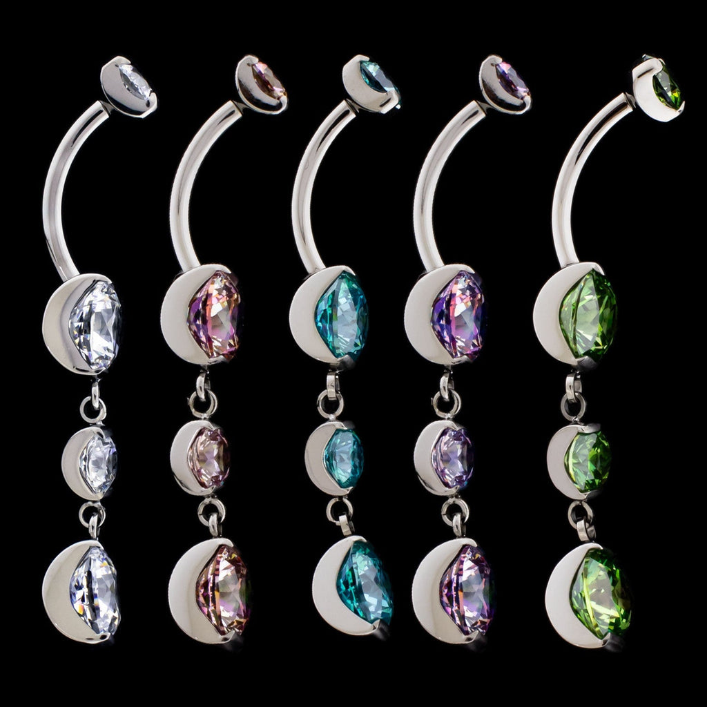 Premium Zirconia Dangling Navel Ring | Internally Threaded Navel Rings | Wiccan Center