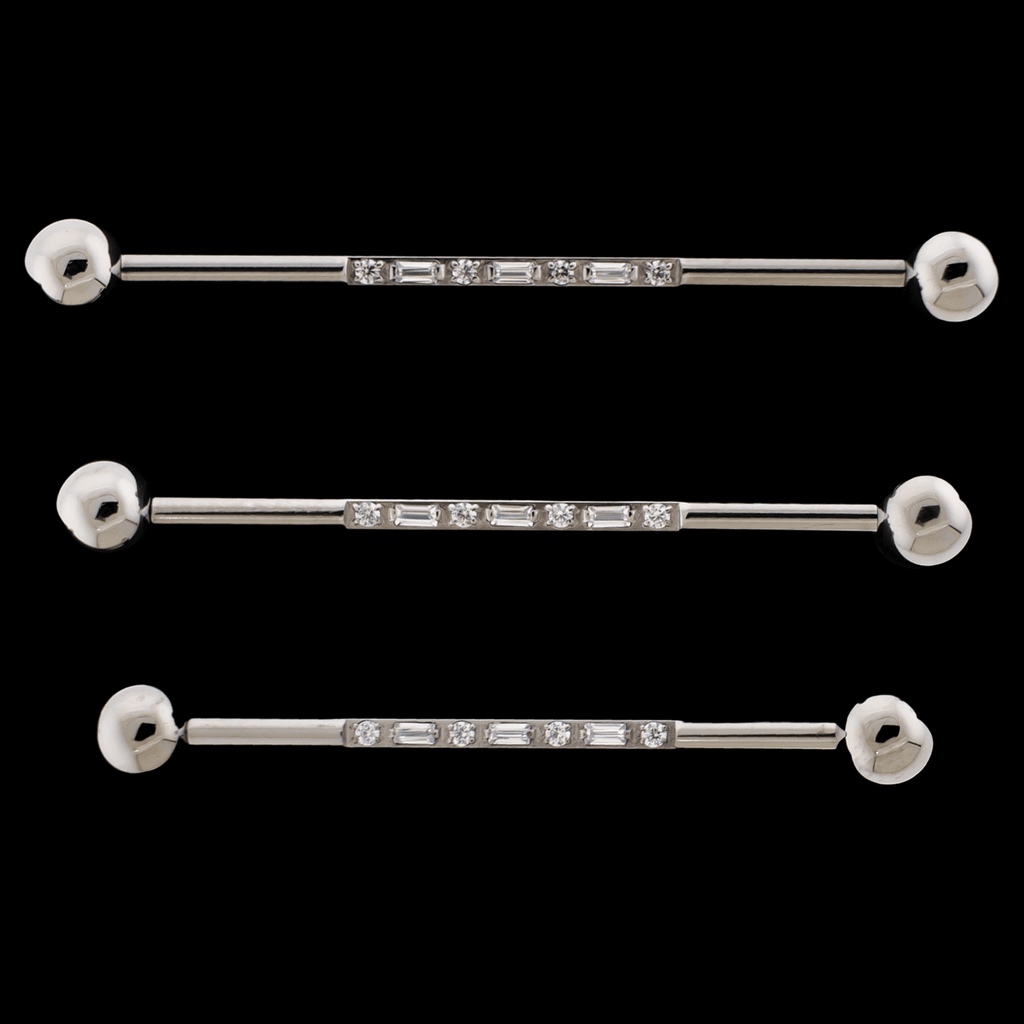 Leah- 14G Industrial Barbell w/ Cubic Zirconia Gems | Body Jewelry | Wiccan Center