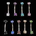 16G Prong Set Premium Zirconia Curve | Internally Threaded Curved Barbells | Wiccan Center