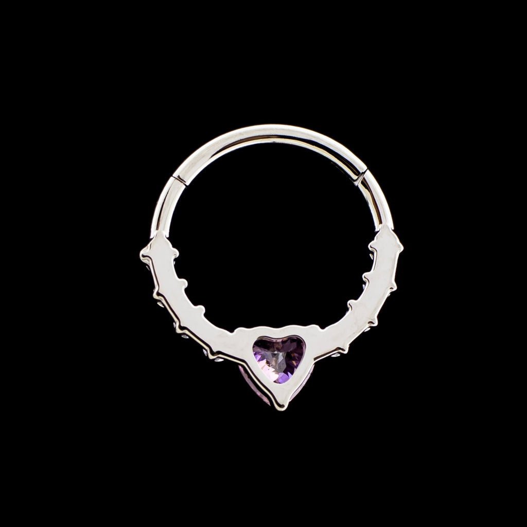 Lilou- Titanium Hinged Ring w/ Heart Gem | Body Jewelry | Wiccan Center