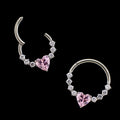 Lilou- Titanium Hinged Ring w/ Heart Gem | Body Jewelry | Wiccan Center