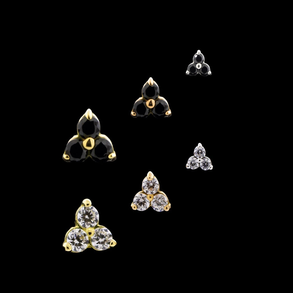 Trinity - 18KT Gold Threadless End | Threadless End | Wiccan Center