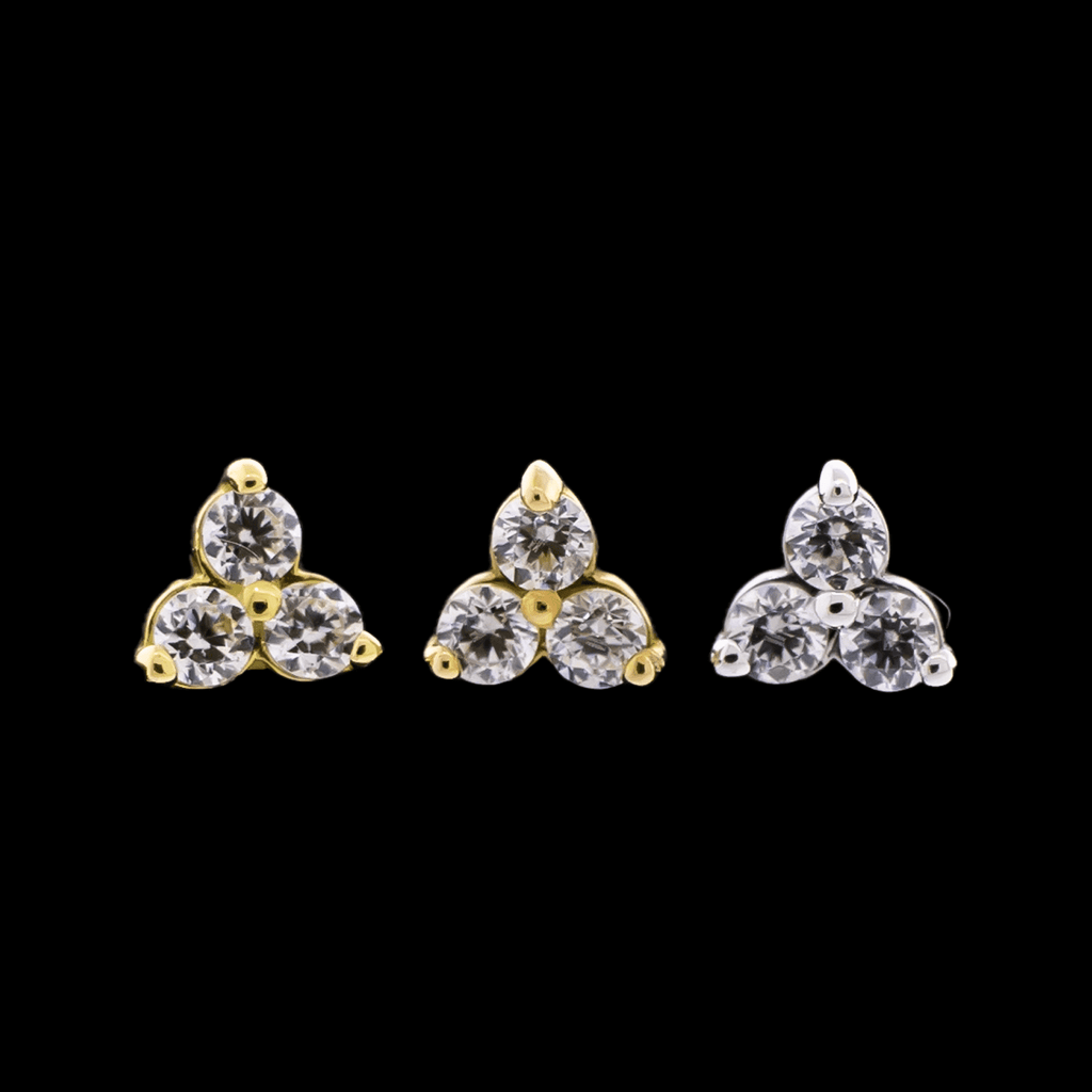 Trinity - 18KT Gold Threadless End | Threadless End | Wiccan Center