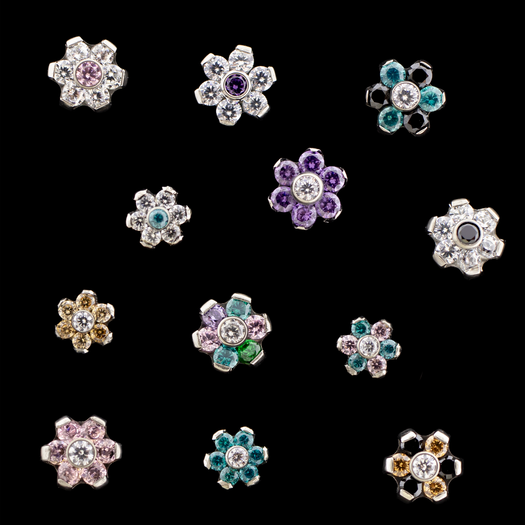 16G/ 18G Anka - Internally Threaded Gem Flower | Body Jewelry | Wiccan Center