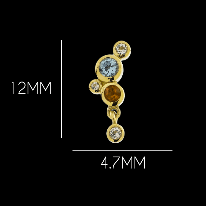 Nevaeh- Dangle - 18KT Gold Threadless End - Khrysos Piercing Jewelry | Body Jewelry | Wiccan Center