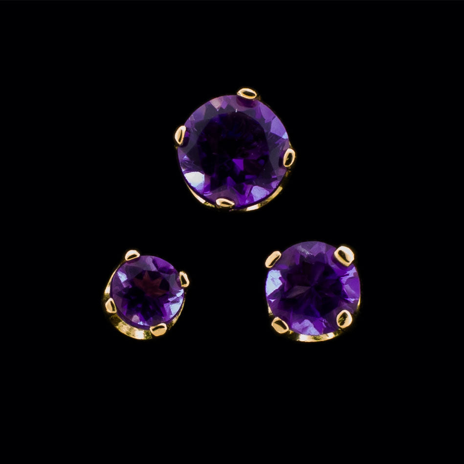 Zarela- 14Kt Gold Threadless Genuine Dark Amethyst Ends | Body Jewelry | Wiccan Center