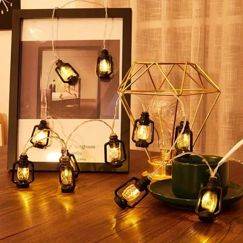 Kerosene Bottle LED String Lights Vintage Plastic Black Lantern Decor | String & Fairy Lights | Wiccan Center