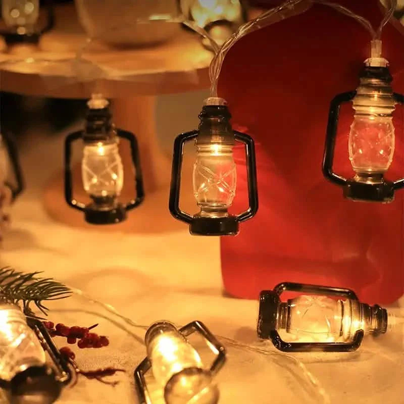Kerosene Bottle LED String Lights Vintage Plastic Black Lantern Decor | String & Fairy Lights | Wiccan Center
