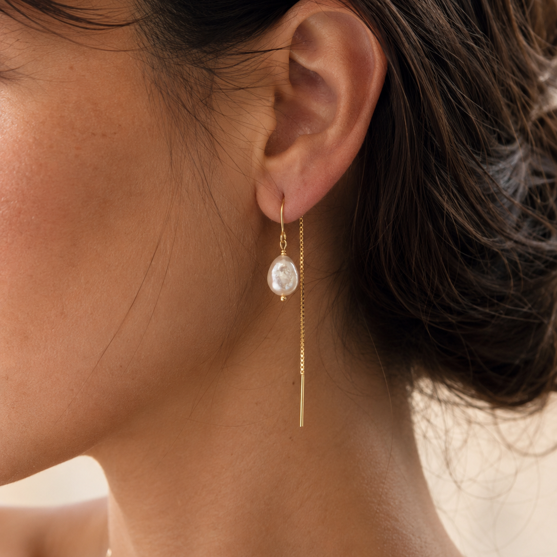 The Smooth Baroque Pearl Threader Earrings