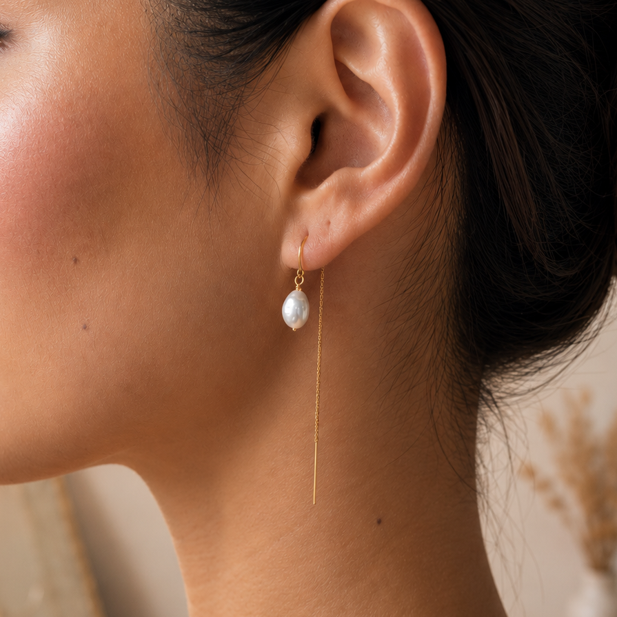 Keshi Pearl Threader Earrings